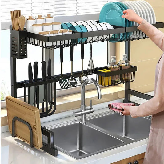 Kitchen Plus® | Stainless Steel Over Sink Dish Rack - Without Cover