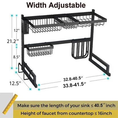 Kitchen Plus® | Stainless Steel Over Sink Dish Rack - Without Cover