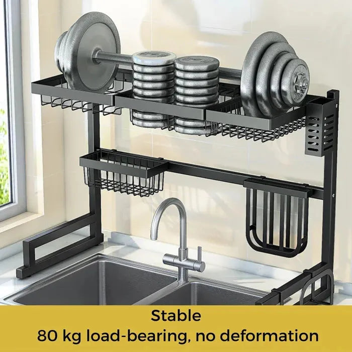 Kitchen Plus® | Stainless Steel Over Sink Dish Rack - Without Cover